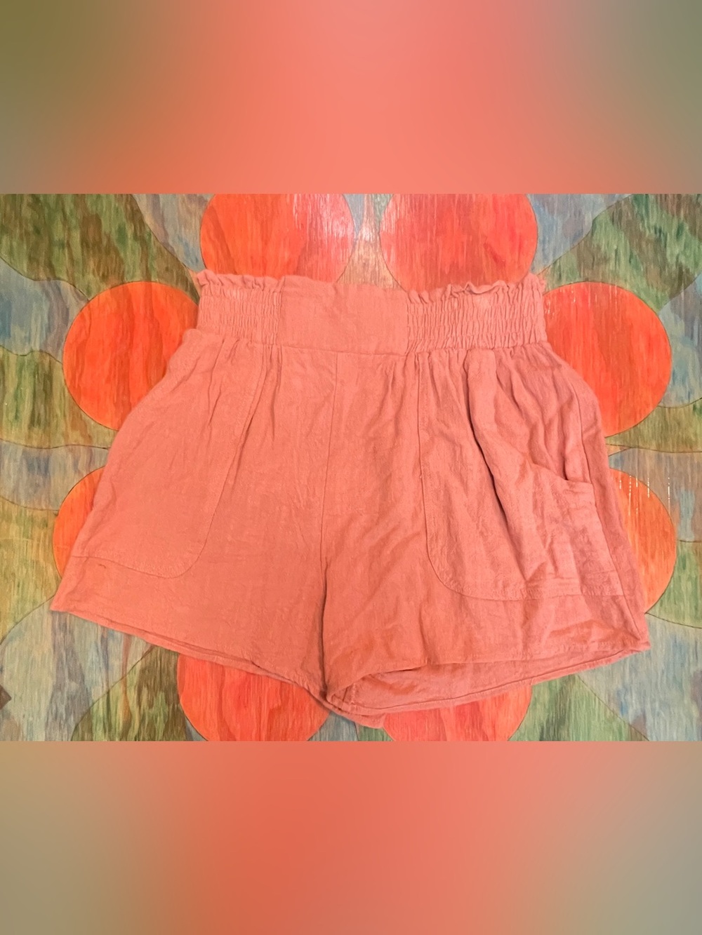 Womens Trendy Queen Shorts Size Small Cotton Rust Orange Color Lightweight Pull